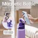 Insulated Magnetic Water Bottle - Reusable Stainless Steel Bottle with MagSafe Compatible Phone Holder - Keeps Cold for 24 Hours - Perfect for Gym, Sports, and Travel - Lavender 32oz