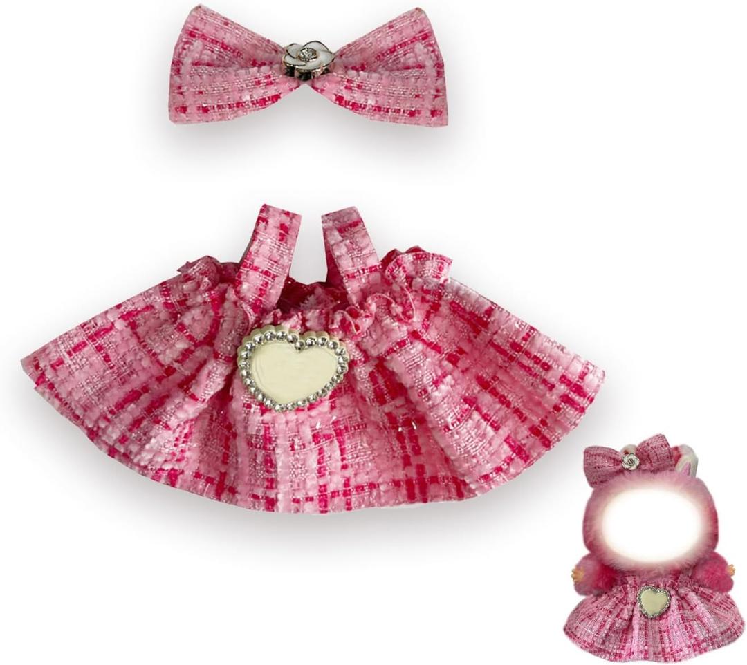 Outfits Clothes for 17cm Dolls, Accessories Overall Outfit Set for 17cm Dolls(No Doll) (Dolly Dusk Pink)