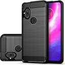 Case for Motorola One Hyper Case, Moto One Hyper XT2027 Case, Slim Thin Carbon Fiber Phone Case TPU Soft Back Cases Anti-Scratch Shockproof Protective Cover for Motorola Moto One Hyper Black