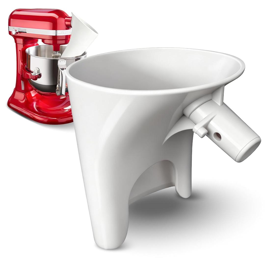 Flour Funnel Kitchen Aid Mixer, 2026 New Latest Upgraded Large Funnel, Mess-Free Flour Funnel Suitable for 7qt Lift-Type Kitchen Aid Mixer,Dishwasher Spill Proof Stand Mixer Attachment(White)