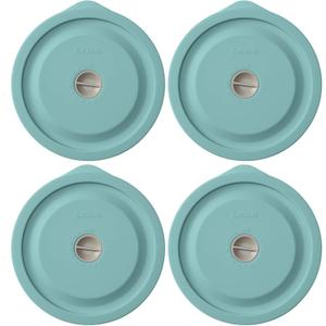 Replacement Lids for Pyrex 7201-PC 4 Cup, Silicone Round Storage Cover Lid for Anchor Hocking Glass Bowl 4 Pack with Date Mark