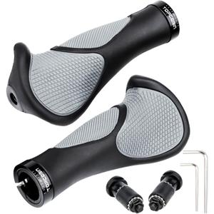 Bicycles Handlebar Grips, Aluminum Lock-on Ergonomic Bike Grips, Cushion Vibrations Comfort Bike Handlebar Grips, Mountain MTB BMX Bicycles Grips for Scooter (Rubber Black/Grey)