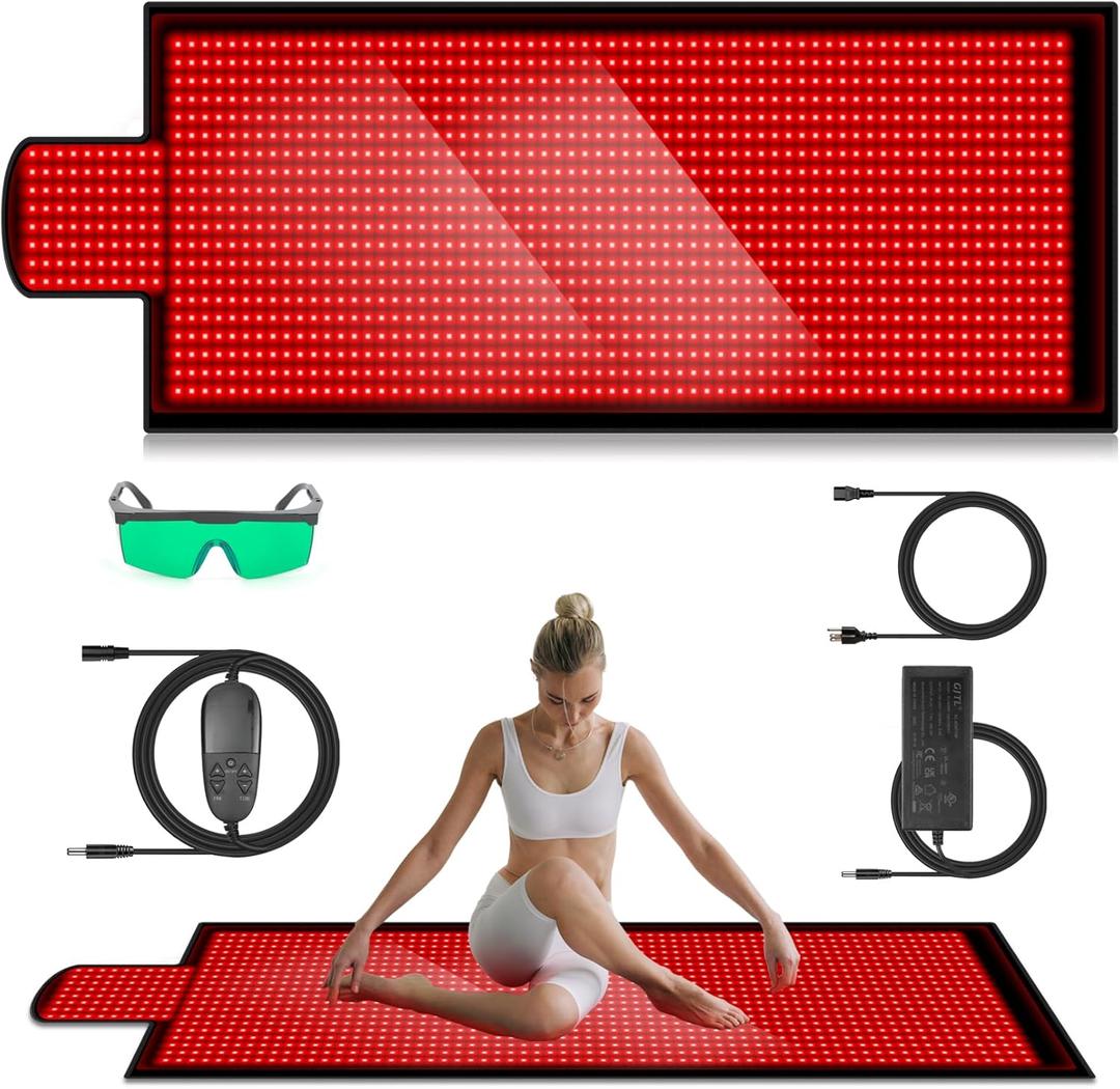 84.6'' X 33.5'' LED 1400pcs 660nm Red Light Therapy Mat 850nm Near Infrared Light Therapy Devices 3 Modes & 9 Timer, Extra Large Red Light Therapy Pads Blanket for Whole Full Body, Pain Relief