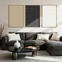 Anyzal Extra Large Black Abstract Framed Wall Art 24x36 Inch Neutral Modern Canvas Wall Decor Boho Minimalist Artwork for Living Room Bedroom Dining Room Set of 3