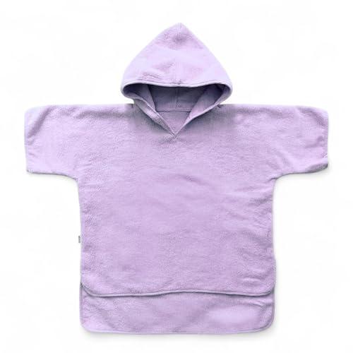 Odaaa Hooded Poncho Towel for Toddler Boy & Girl - 100% Soft Organic Cotton, Absorbent, Breathable, Lightweight. Ideal for Bath, Pool, Beach Size 2-3T (Soft Lilac, 2-3T)