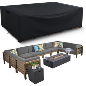 Patio Furniture Covers Waterproof, Heavy Duty 600D Outdoor Furniture Covers for Outside Sectional Sofa Set,Tear Resistance and Anti-UV, Black,108"L x 82"W x 28"H