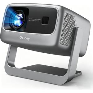 High ANSI/ Official-NetfIix/360°Stand Outdoor Projector with WiFi and Bluetooth, Auto Focus, Auto Keystone 4K Projector Native 1080P Support Smart Proyector