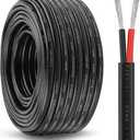 18 Awg 0.8mm² 18/2 Gauge Electrical Wire 2 Conductor Extension Cable 100 Foot UL2464 DC 5V/12V/24V/300V Oxygen Free Stranded Tinned Copper Wire Low Voltage LED Cable for LED Lamps Automotive