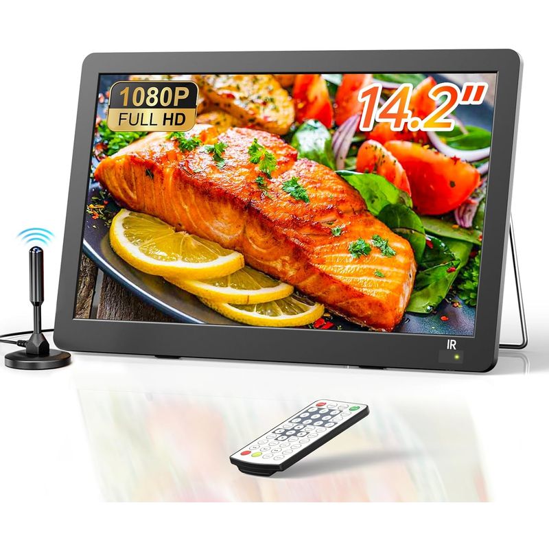 Desobry 14 Portable TV, 1080P Rechargeable Small Mini TV for Bedroom ...