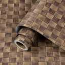 ReWallpaper Brown Rattan Wallpaper Stick and Peel Rustic Basketweave Wallpaper Adhesive Non Textured Boho Woven Pattern Wall Paper Removable Vinyl Contact Paper for Cabinets Shelf Drawer 15.8in10ft