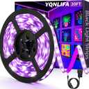 20FT Black Light Strip, 360 Lamp Beads, Flexible LED Blacklight Kit, 12V Blacklight Strips, Non-Waterproof for Indoor Decoration,Fluorescent Poster, Glow Party, Birthday, Wedding, Halloween