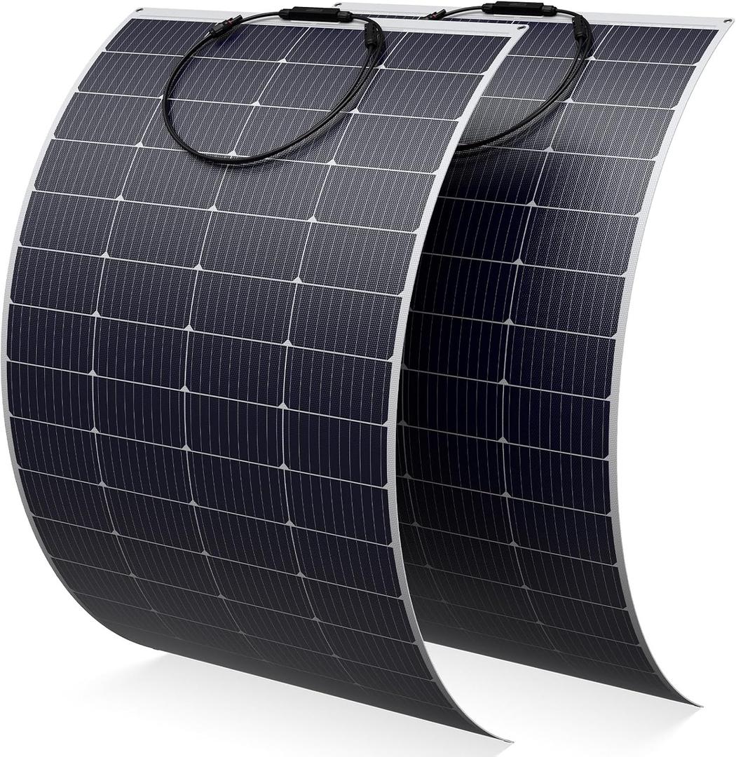 Solarapex 2-Pack 200W Flexible Solar Panels,Fiberglass ETFE,IP68 Waterproof
Two 200W solar panels provide 400W total rated power with 270° flexibility for RV,boat,van and off-grid solar systems