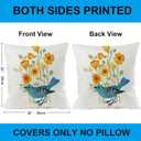 Bird Decorative Pillow Covers Spring Style Throw Pillow Cover Cushion Case Outdoor Flower Bird Set for Sofa Bed Couch Car Office 20x20 Inch Set of 4