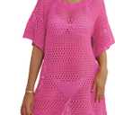 Women Swimsuit Coverup Crochet Bathing Suit Beach Cover Ups Summer Knit Bikini Beachwear Pullover 2025 Swimwear Dress (Purple, M)