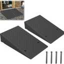 Rubber Threshold Ramp 5.91 Inch Rise, Wheelchair Rubber Door Ramp with Non-Slip Surface, Home Step Ramp with Channel for Wheelchairs/Cars/Scooters (2PCS, 2200LBs Loading)