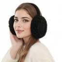 Yedilen Winter Ear Warmers for Women Warm Outdoor Foldable Earmuffs Cute Faux Fur Ear Muffs for Girls (Black)