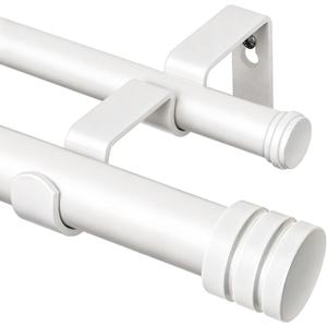 TONIAL 1 Inch Double Curtain Rods for Windows, 140 to 180 Inch, Warm White
