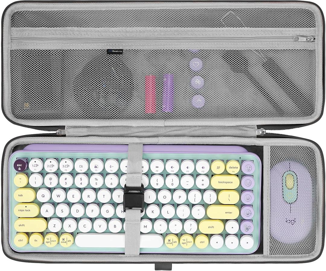 GEEKRIA 75% Keyboard Case, Hard Shell Travel Bag for Compact 84 Key Computer Mechanical Gaming Keyboard, Compatible with Logitech POP Keys/POP ICON Combo/MX Mechanical Mini (Dark Gray)