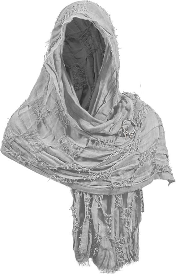 Dune Costume Medieval Hooded Shawl Post Apocalyptic Cloak Cowl Renaissance Viking Costume Cape Accessories (76.4x22.4", Gray)