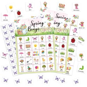 Containlol 35 Pcs Spring Bingo Game 24 Players Flower Butterfly Bingo Cards Spring Party Games Supplies for Adults Holiday Family Activity Birthday Party Favors Gifts