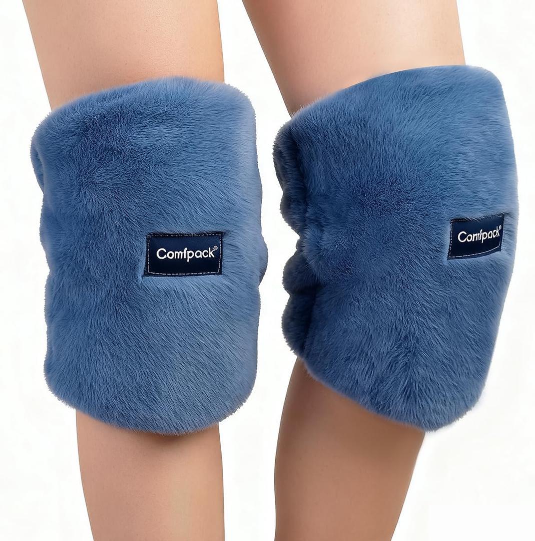 Comfpack Knee Heating Pad for Arthritis Relief, 2PCS Washable Microwave Heated Knee Wraps Warmers for Pain Relief, Joint Stiffness, Cold Weather Comfort, Gift for Women, Men