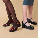 NEWBELLA Women's Mary Jane Shoes Platform Low Heel Chunky Heels Ankle Strap Round Toe Dressy Pumps Oxford Style