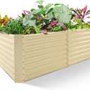 Land Guard 842ft Galvanized Raised Garden Bed, Planter Boxes Outdoor, Raised Garden Beds Outdoor for Vegetables, Flowers, Herbs, 479 Gallons, Cream Yellow
