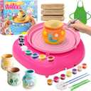 Weilim Pottery Wheel for Kids Complete DIY Pottery Painting Kit for Ages 8-12 Beginners with 4 Air-Dry Clay Packs and Tools, Arts Supplies Toys Birthday Gift for Boys Girls 6+ Years Old (Pink)