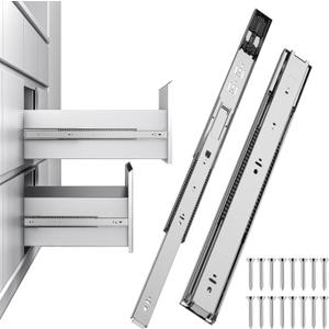 1 Pair 22" Heavy Duty Soft-Cushion Drawer Slides, Full Extension Ball Bearing Metal Slides, 200 lbs Load Capacity, Made of Durable Cold Rolled Steel Construction, Rust Proof and Durable(Silver)