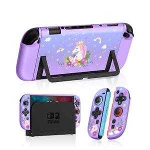 Dockable Case for Nintendo Switch 2 - Cute Kawaii Cartoon Design Soft TPU Grip Cover for Joy-Con Red Strawberry PC for Switch 2 Protective Case 2025 for Girls Boys Teens