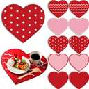 Easy 100 Pcs Disposable Heart Paper Placemats Valentine Red Heart Shaped Place Mat for Valentine's Day Table Setting Wedding Home Holiday Dinner Party Decoration