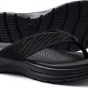 KIDMI Women's Arch Support Flip Flops with Soft Cushion Comfortable Summer Beach Slip On Walking Thong Sandals (Size 41, Black)