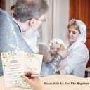 Floral Baptism Invitations With Envelopes, Baptism Baptismal Invitation Cards For Daughter Girls, 25 Invites With 25 Envelopes, Religious Supplies Decorations -005