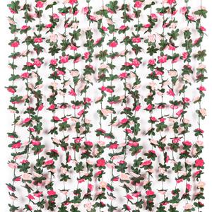 Miracliy 9Pcs 74FT Pink Flower Garland Artificial Rose Arch Vines Fake Spring Floral Garland for Flower Wall Backdrop Wedding Mothers Day Garden Tea Party Decoration