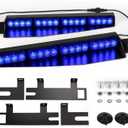ASPL 32LED Visor Lights 26 Flash Patterns Windshield Emergency Hazard Warning Strobe Beacon Split Mount Deck Dash Lamp With Extend Bracket (Blue)