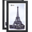 VCK 11x17 Poster Frame Set of 2 - Black, Textured Exclusive Solid Wood Picture Frames, Wall Gallery Frame