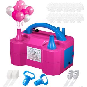 SINBEE Balloon Pump Electric Party Decorations - Electric Balloon Pump for Balloon Arch Kit, Portable Dual Nozzle Balloon Inflator (Rose Red)