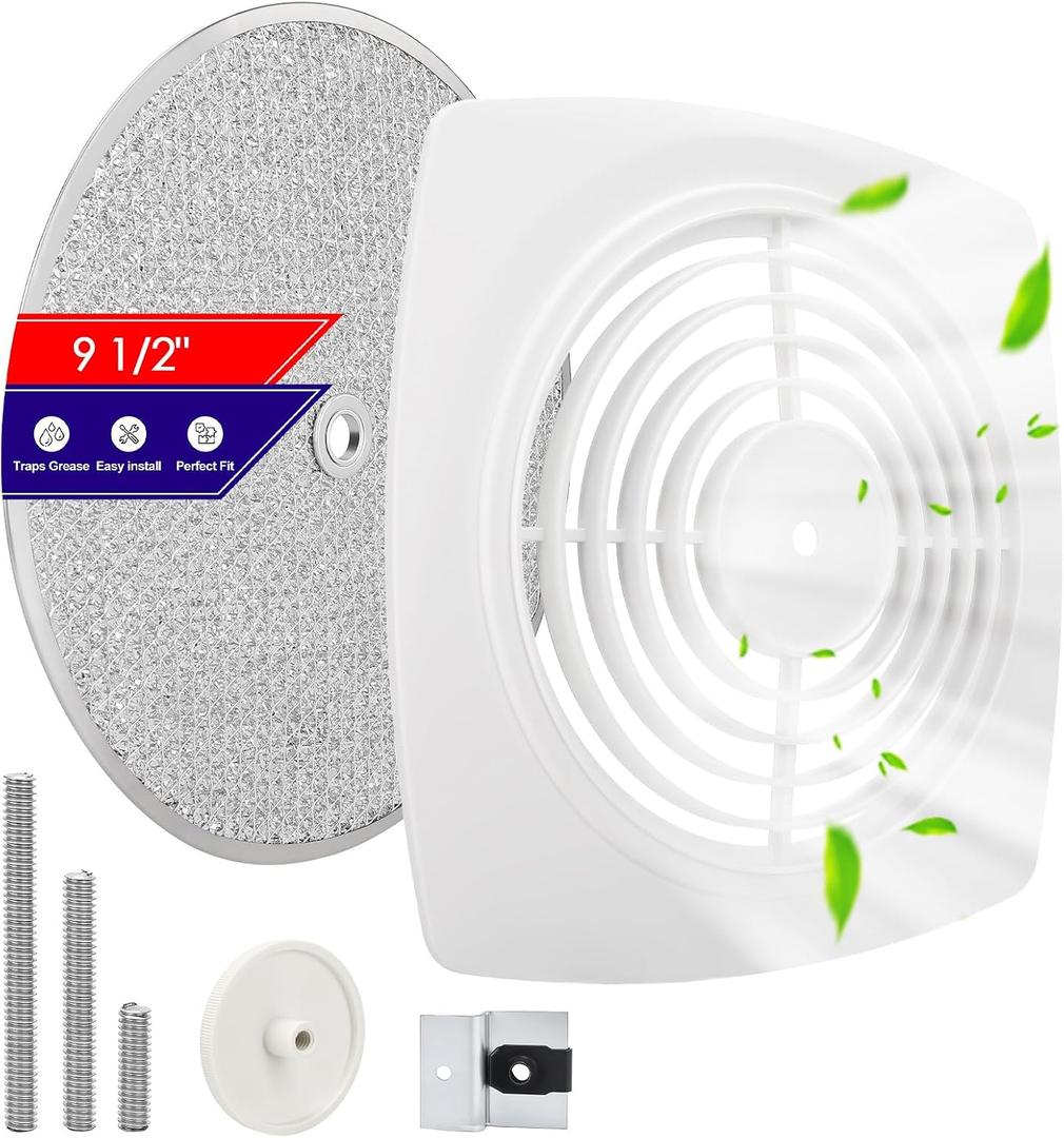 97011919 Bathroom Exhaust Fan Cover Replacement, S97011919 Kitchen Exhaust Fan Cover, 11-1/2" x 11-1/2" Wall Ventilation Fan Grille with S99010042 Filter Fits 503-B, 503-C, 505-B, 507-C, 509-C