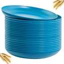 LIYH 20 Pcs Blue Wheat Straw Plastic Plates - 9 Inch Unbreakable Dinner Plates Reusable, Dishwasher & Microwave Safe, Camping Outdoor Plates