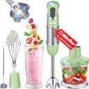 Mueller Multistick 800W 4-in-1 Immersion Blender Handheld, 12 Speed Hand Mixer - Turbo Boost, Heaviest Duty Copper Motor, Titanium Blades Hand Blender, Milk Frother Wand, Green Kitchen Accessories (Sage Green)