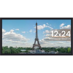 upsimples 12x24 Picture Frame, Display Pictures 10x20 with Mat or 12 x 24 Without, Wall Hanging Poster Frames, Black, 1 Pack