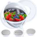 4-1 Colander with Bowl Set - Colander for Kitchen - Strainers and Colanders - Pasta Strainer - Fun Kitchen Presents - Rice Strainer Fruit Cleaner Veggie Wash Cooking Presents, White