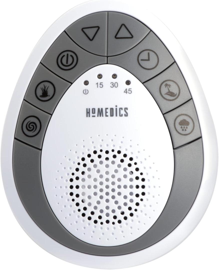 Homedics Rejuvenate Traveler White Noise Sound Machine, Portable Sound Machine with 4 Relaxing Sounds for Travel, Home, Nursery and Office, Auto Off Timer