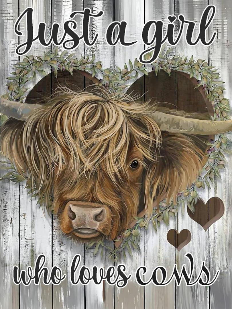 Meothan Highland Cow Diamond Painting Kits for Adults 5D Animal Diamond Art Cow Kit for Adult Beginners DIY Full Drill Round Diamond Gem Art for Home Wall Decor (11.8 * 15.8 inch)