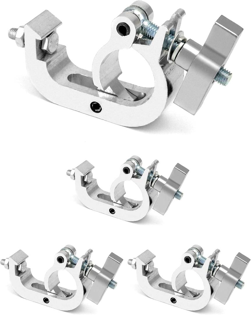 QWORK Stage Light Clamp Truss Clamp, 4 Pack 330 lb. Aluminum Stage Lighting Fixture, Fits 1.89-2.0 in. Trusses, for DJ Lighting Projector Palms