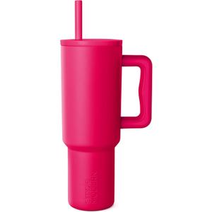 Simple Modern 40 oz Tumbler with Handle and Straw Lid | Leak-Proof Insulated Stainless Steel Water Bottle Travel Mug Cupholder Use | Gifts for Women Men Him Her | Trek Signature | Raspberry Ripple