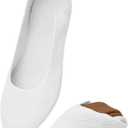 poemlady Womens Ballet Flat Shoes Dress Shoes Knit Round Toe Slip On Ballerina Walking Flats Shoes for Woman Low Wedge Casual (7.5, White)