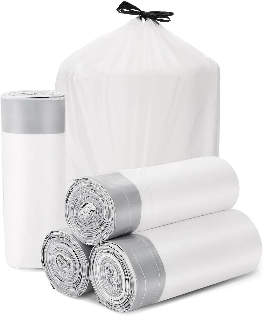 Trash Bags Drawstring Garbage Bags 8 Gallon Thickened Stretchy, Bathroom, Bedroom, Kitchen, Office and Living Room(100 Count)