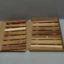 'vidaXL Beige Acacia Wood Non-Slip Bath Mats  9*12 - Water Bathroom or Sauna Room Mats with Slatted Design - Pack of 2
