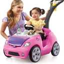 Step2 Whisper Ride II Kids Push Cars, Ride On Car, Seat Belt, Horn, Toddlers Ages 1.5  4 Years Old, Max Weight 50 lbs., Quick Storage, Stroller Substitute, Pink (Large)